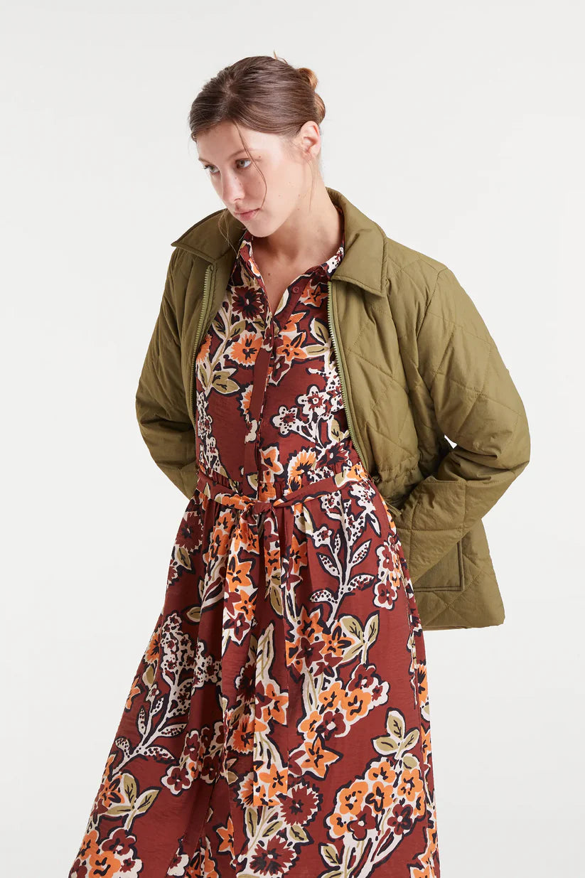 VESTIDO MIDI CREPÉ CON ESTAMPADO DAISY COMPAÑÍA FANTÁSTICA