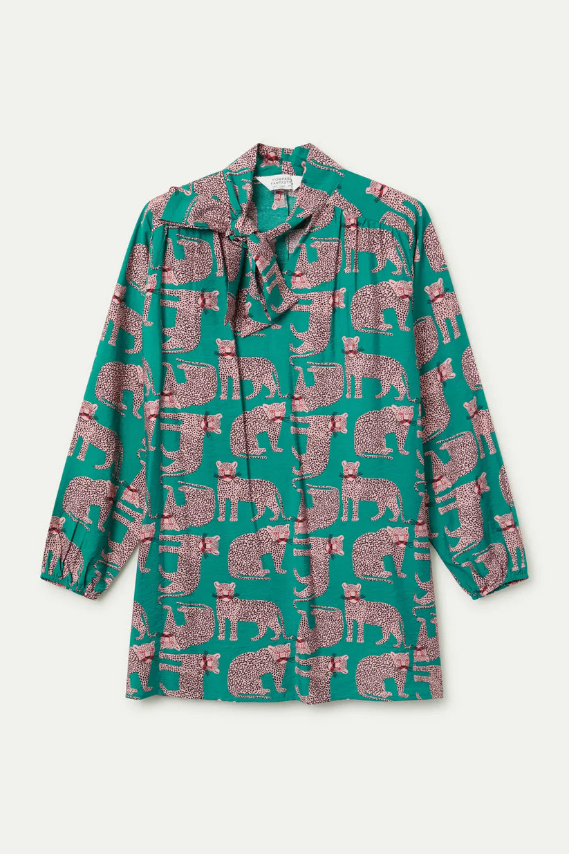 VESTIDO CORTO CON ESTAMPADO ONCA COMPAÑÍA FANTÁSTICA