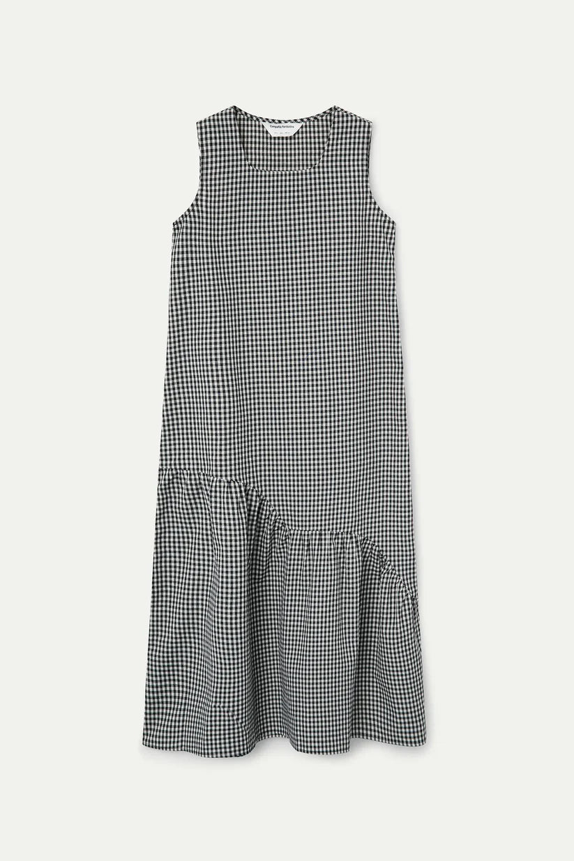 VESTIDO MIDI CUADROS VICHY NEGRO COMPAÑÍA FANTÁSTICA
