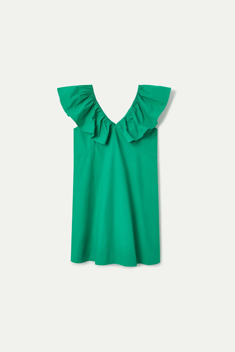 VESTIDO CORTO VERDE 100% ALGODÓN COMPAÑÍA FANTÁSTICA