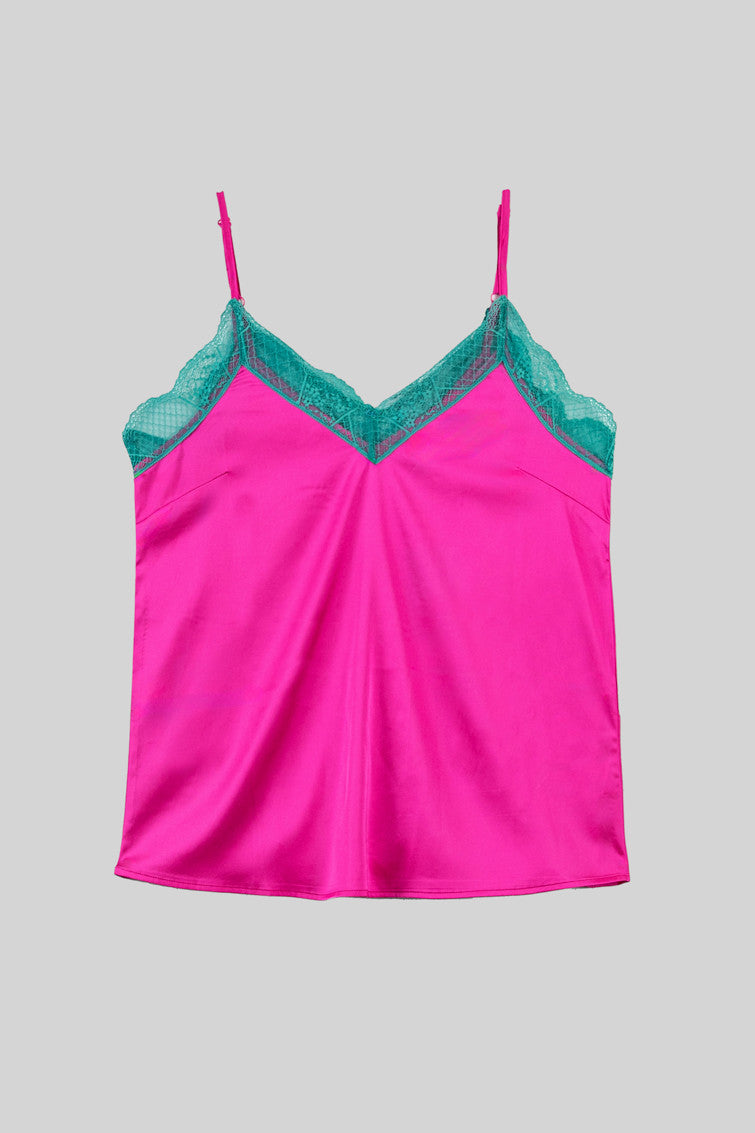 BLUSA LENCERA TURQUESA Y ROSA NOCTURNA LOLINA