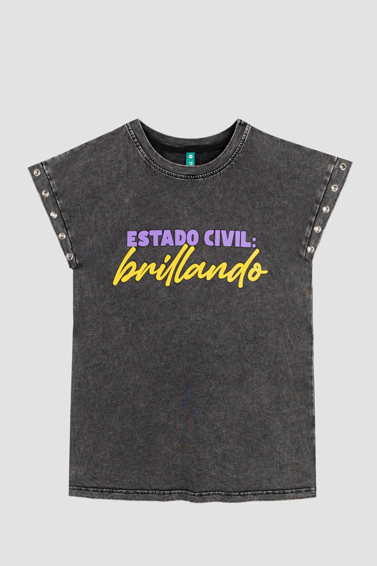 CAMISETA SIN MANGAS CORTE CANALLA BRILLANDO LOLINA