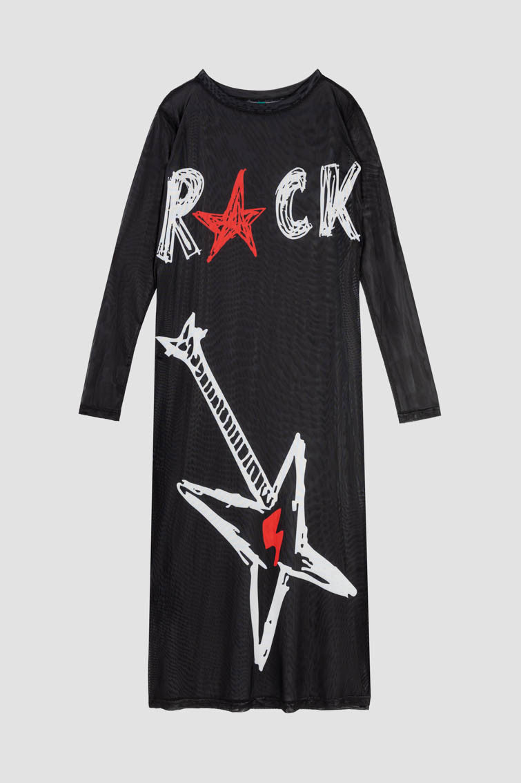 VESTIDO CAMISETA ROCK AND ROLL LOLINA