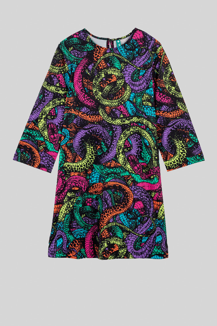 VESTIDO MEDIA MANGA TEJIDO ELÁSTICO DE SERPIENTES VENENO LOLINA