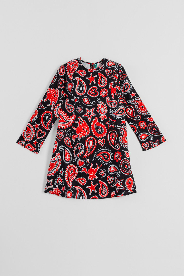 VESTIDO CUELLO REDONDO ESTAMPADO PAISLEY LOLINA