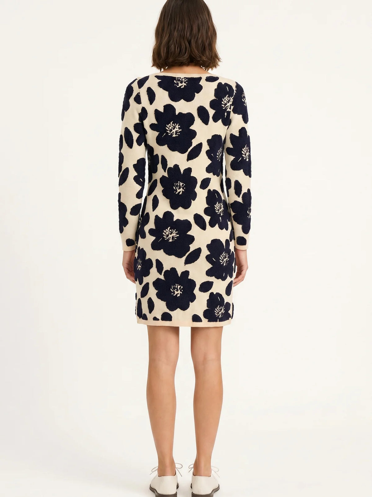 VESTIDO DE PUNTO FLORAL BEIGE PEPALOVES