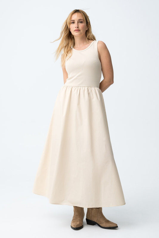 VESTIDO SIN MANGAS COLOR BEIGE TIFFOSI