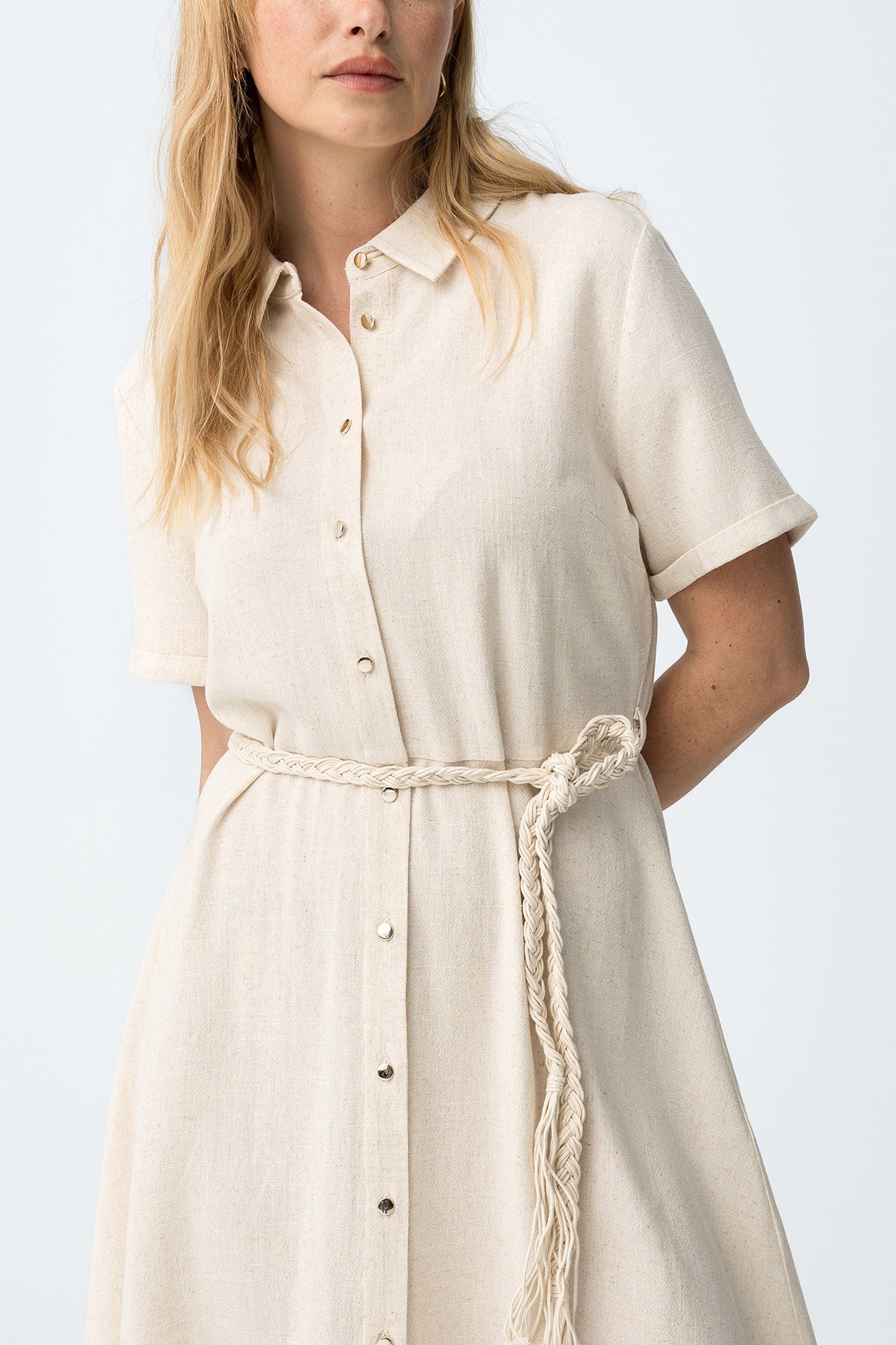 VESTIDO CORTO BEIGE BOTONES TIFFOSI