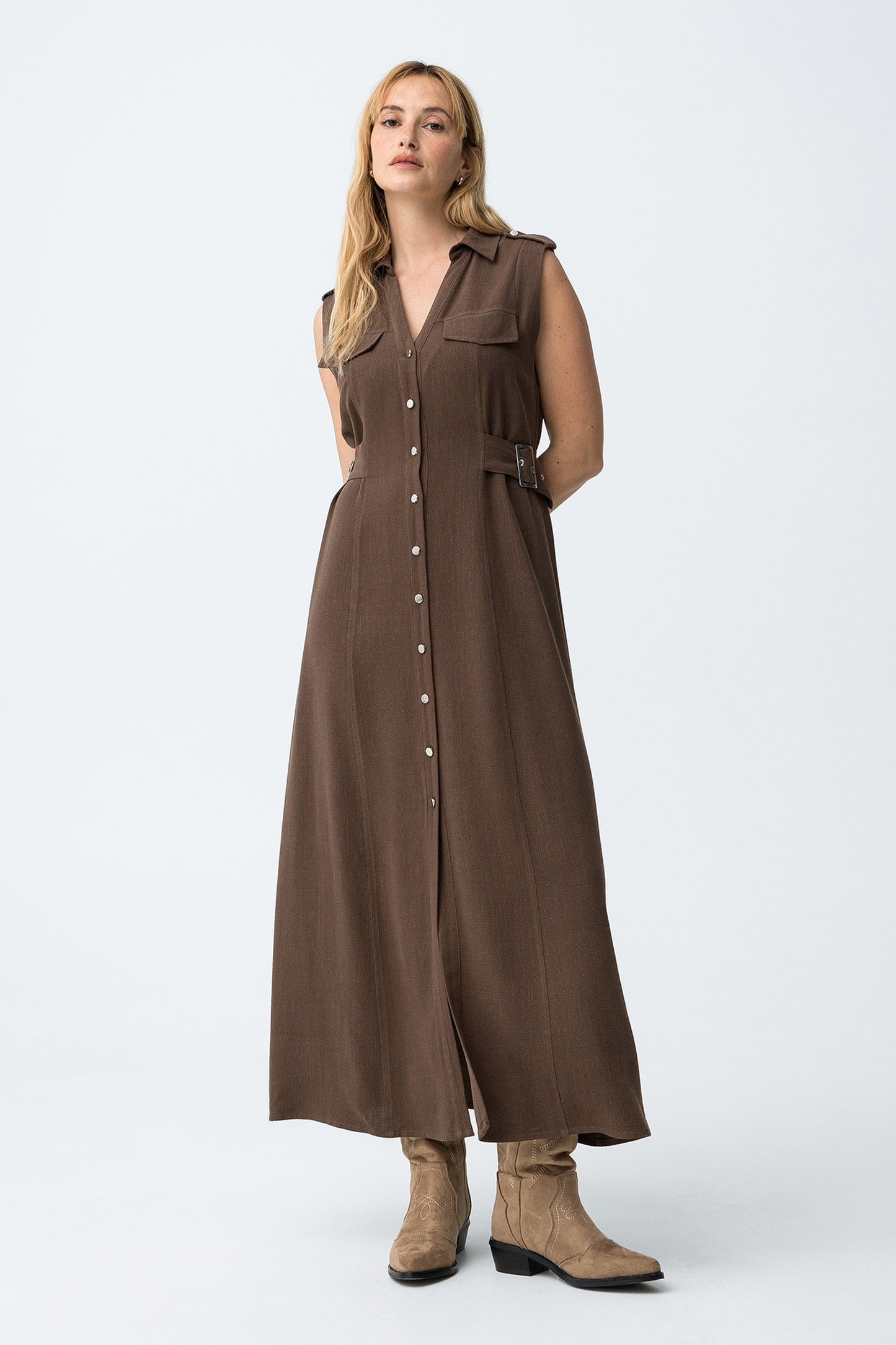 VESTIDO CHOCOLATE SIN MANGAS TIFFOSI
