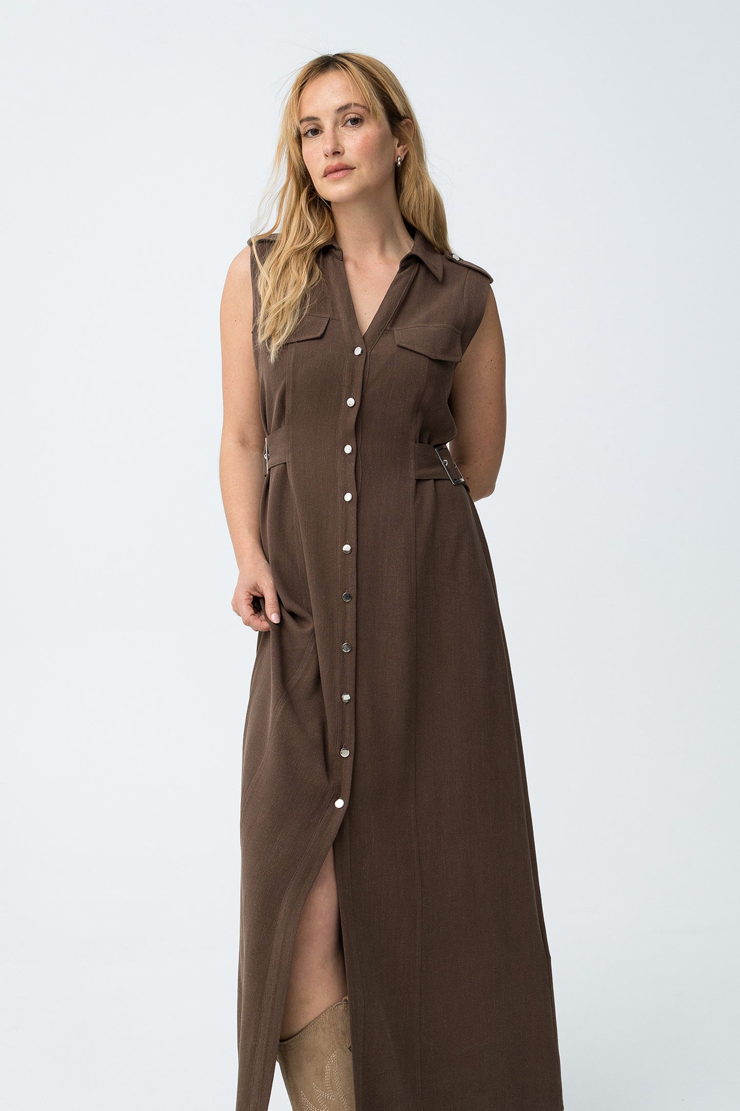 VESTIDO CHOCOLATE SIN MANGAS TIFFOSI