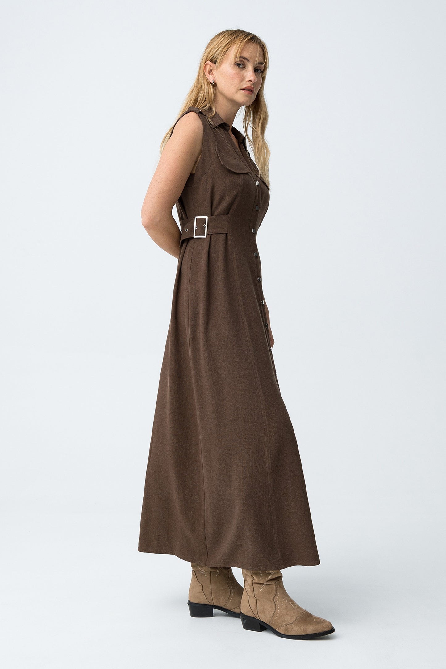VESTIDO CHOCOLATE SIN MANGAS TIFFOSI