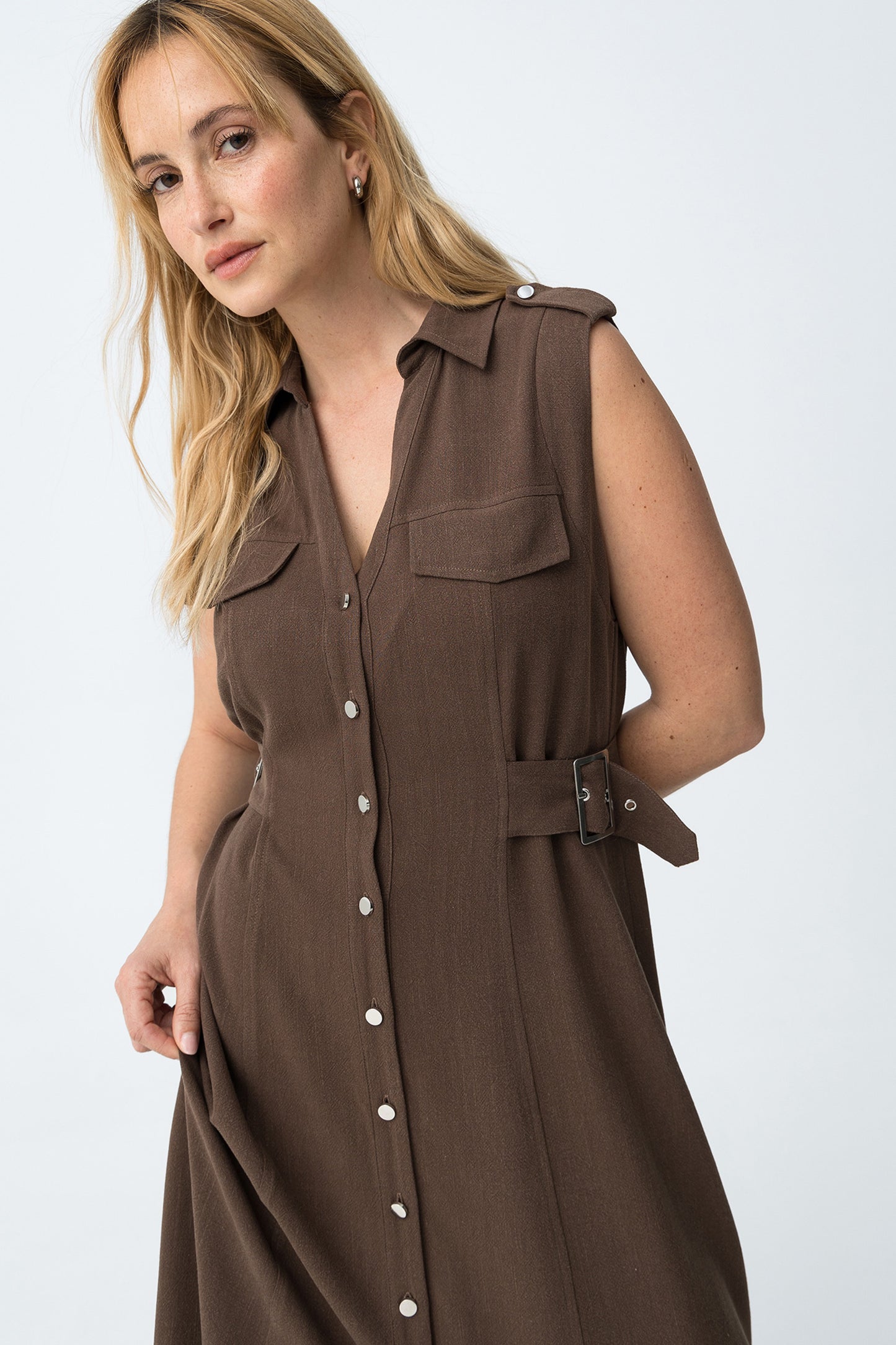 VESTIDO CHOCOLATE SIN MANGAS TIFFOSI