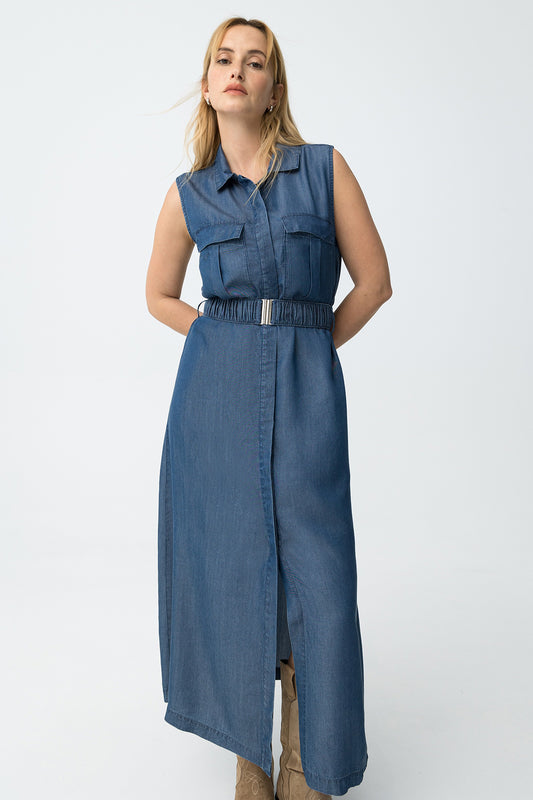 VESTIDO MIDI AZUL OSCURO TIFFOSI