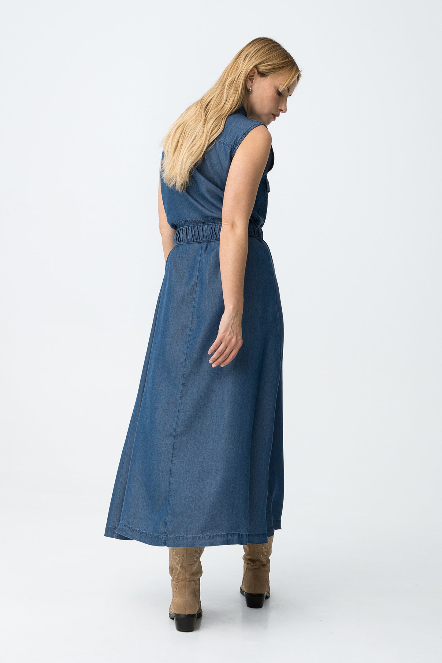 VESTIDO MIDI AZUL OSCURO TIFFOSI
