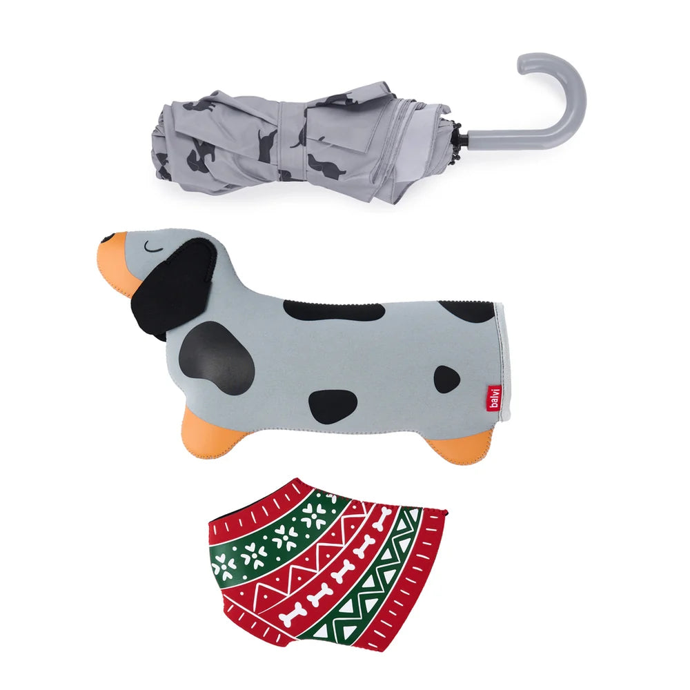 PARAGUAS TECKEL GRIS CHRISTMAS