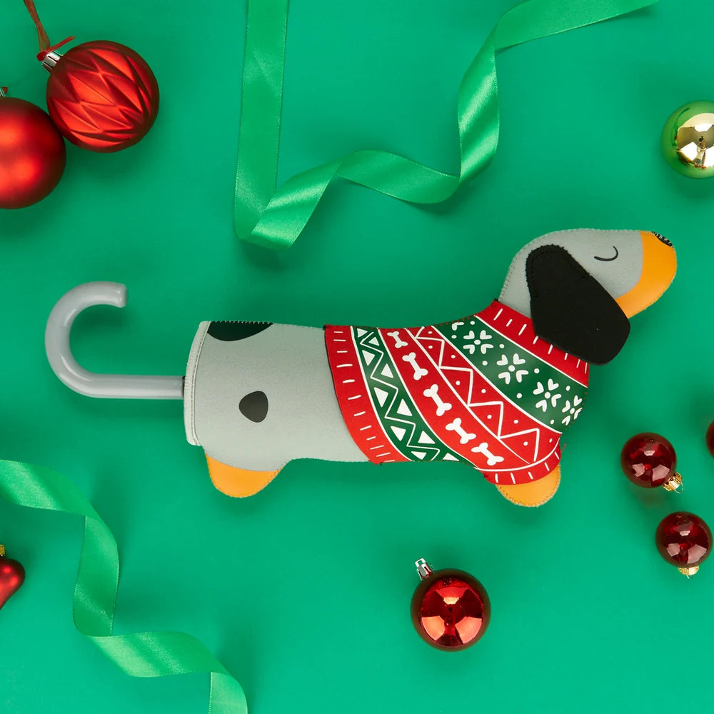 PARAGUAS TECKEL GRIS CHRISTMAS