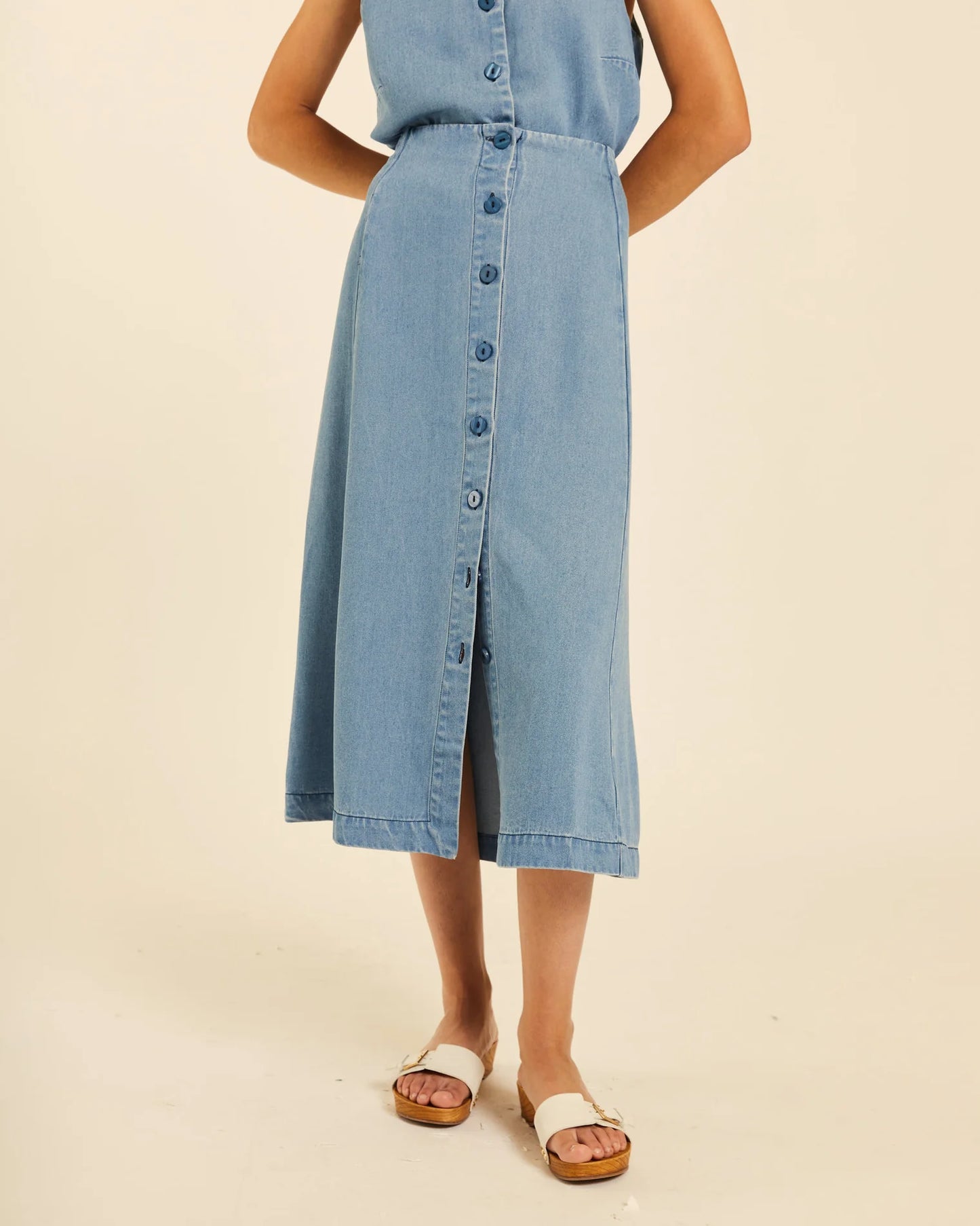 FALDA MIDI ABOTONADA DENIM PEPALOVES