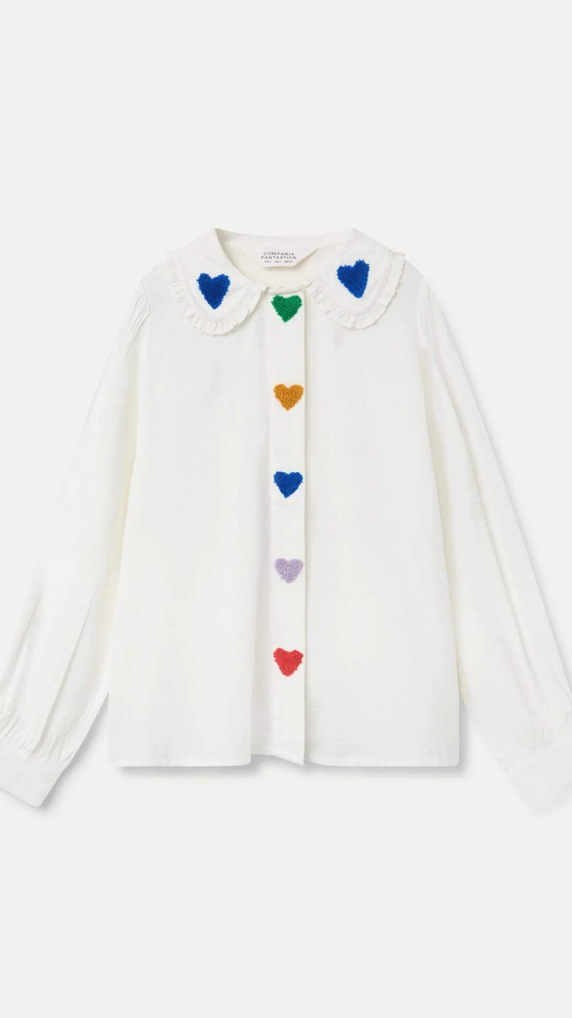 CAMISA BLANCA BORDADO CORAZONES COMPAÑÍA FANTÁSTICA