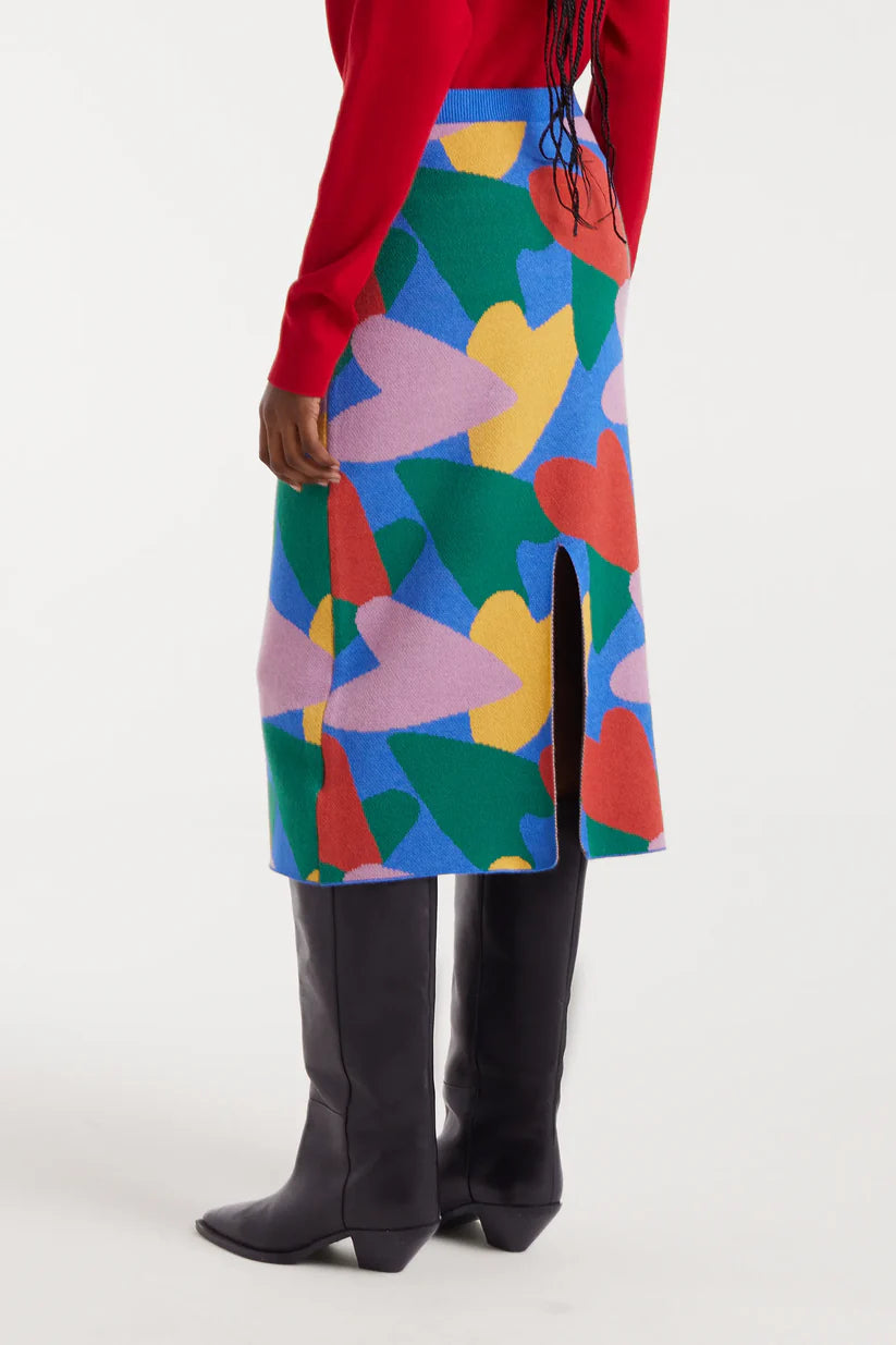 FALDA MIDI DE PUNTO CON ESTAMPADO CUPIDO