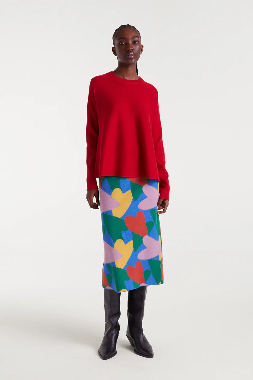 FALDA MIDI DE PUNTO CON ESTAMPADO CUPIDO