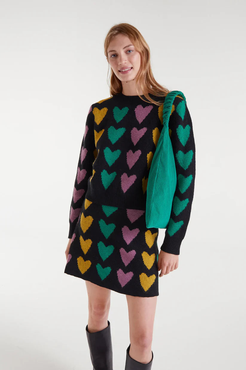 FALDA CORTA PUNTO JACQUARD CON ESTAMPADO CUPIDO LINES COMPAÑÍA FANTÁSTICA