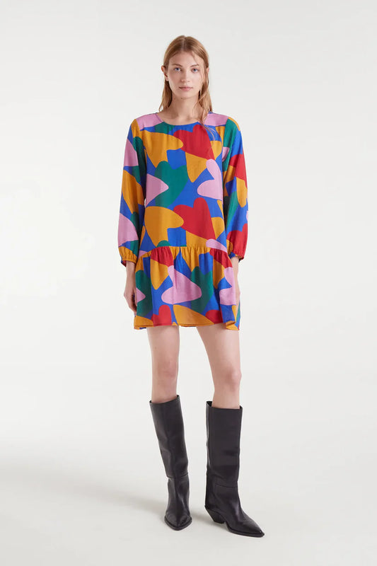VESTIDO CORTO CREPÉ LIGERO CON ESTAMPADO CUPIDO COMPAÑÍA FANTÁSTICA