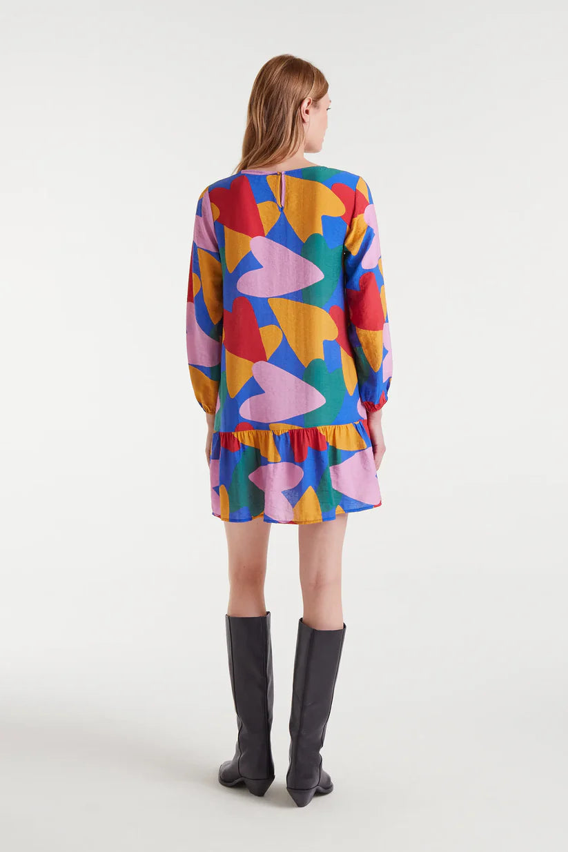 VESTIDO CORTO CREPÉ LIGERO CON ESTAMPADO CUPIDO COMPAÑÍA FANTÁSTICA