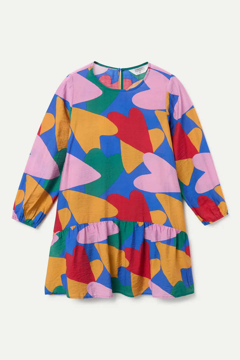 VESTIDO CORTO CREPÉ LIGERO CON ESTAMPADO CUPIDO COMPAÑÍA FANTÁSTICA