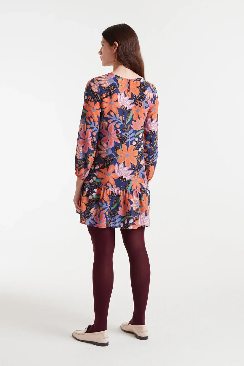 VESTIDO CORTO CREPÉ LIGERO CON ESTAMPADO TIGERLILY COMPAÑÍA FANTÁSTICA