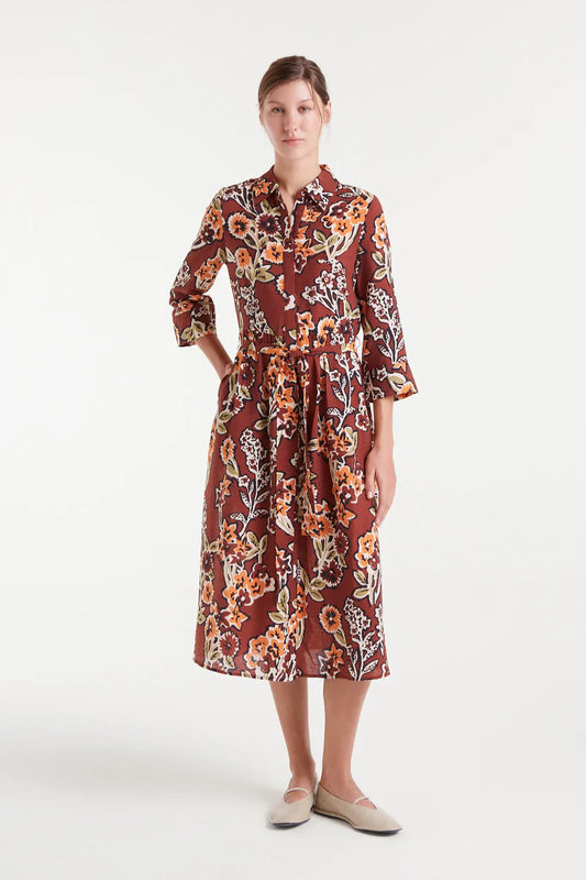 VESTIDO MIDI CREPÉ CON ESTAMPADO DAISY COMPAÑÍA FANTÁSTICA