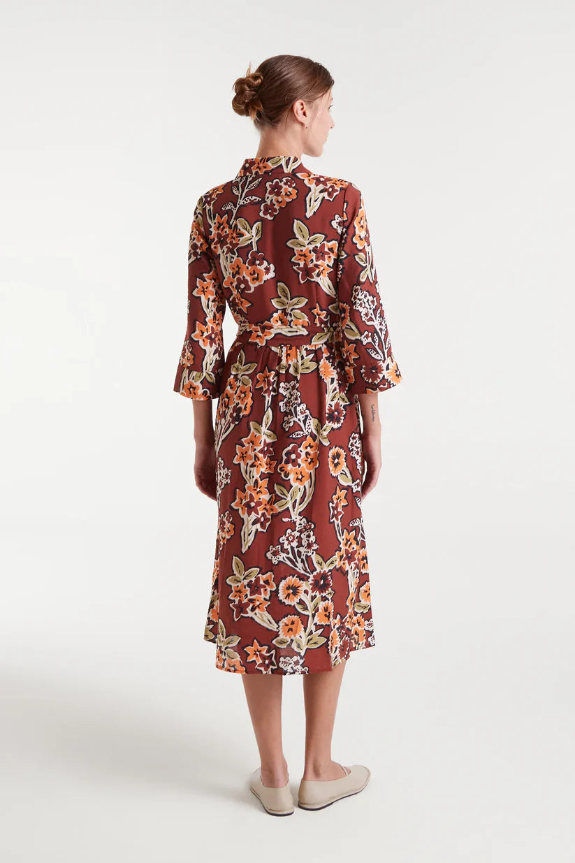 VESTIDO MIDI CREPÉ CON ESTAMPADO DAISY COMPAÑÍA FANTÁSTICA