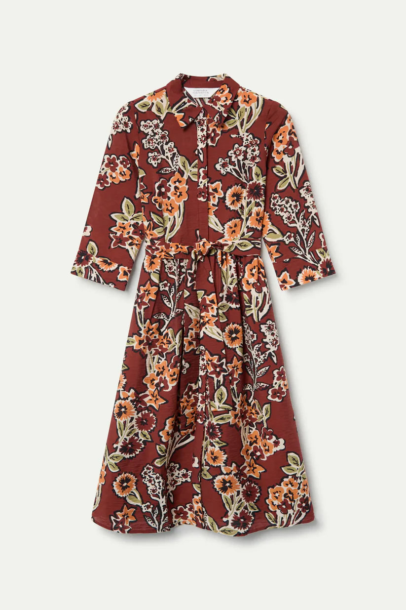 VESTIDO MIDI CREPÉ CON ESTAMPADO DAISY COMPAÑÍA FANTÁSTICA