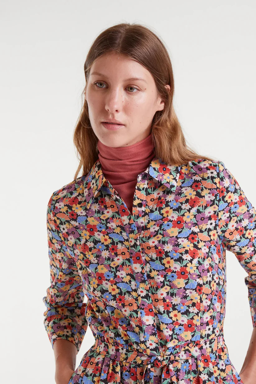 VESTIDO MIDI CREPÉ LIGERO CON ESTAMPADO HAMPTON SMALL COMPAÑÍA FANTÁSTICA