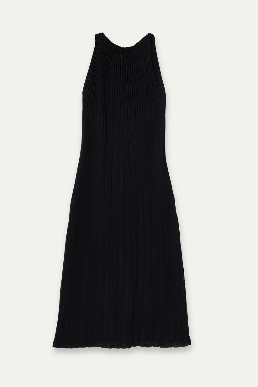 VESTIDO LARGO PLISADO NEGRO COMPAÑÍA FANTÁSTICA