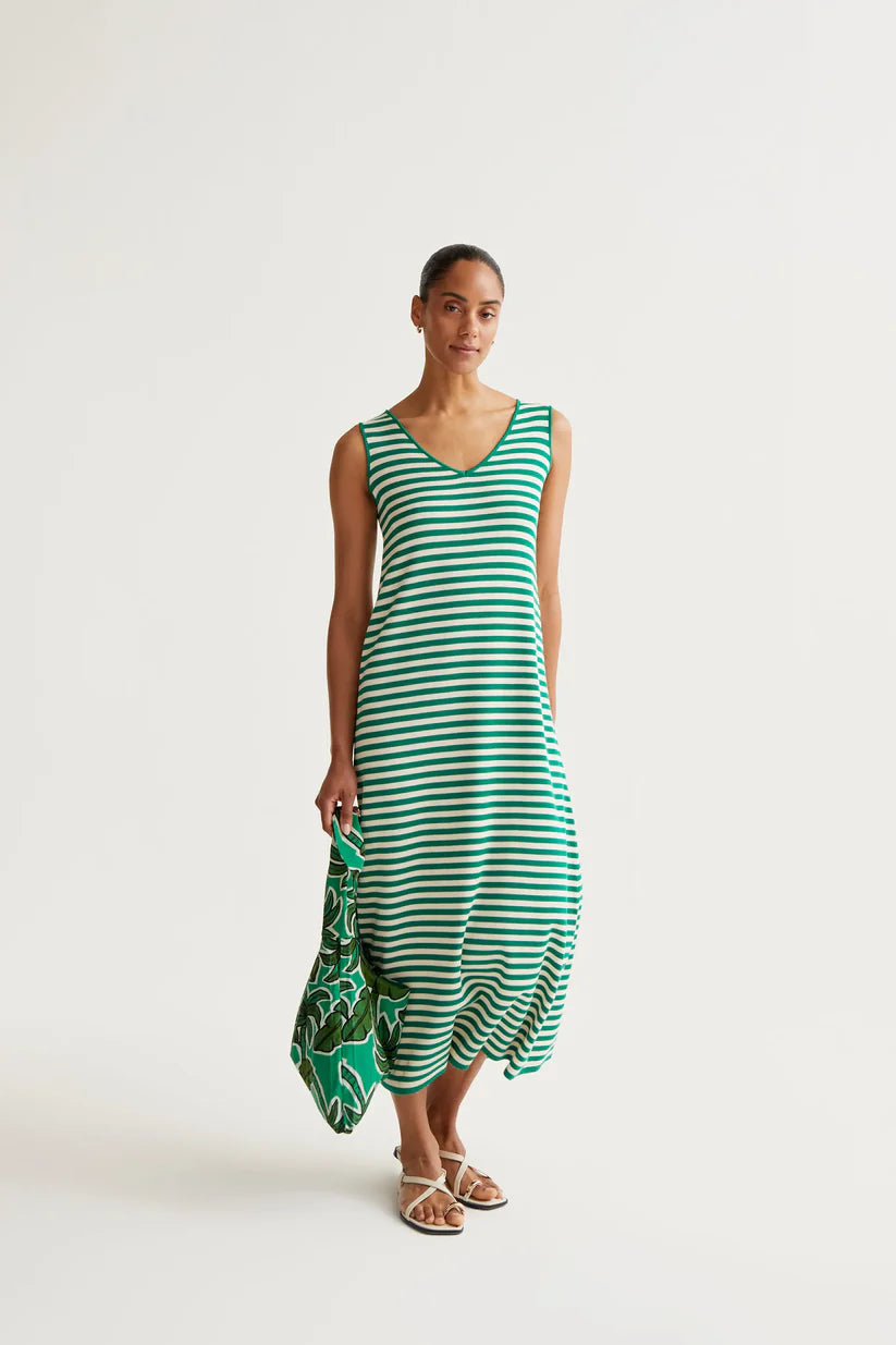 VESTIDO LARGO DE PUNTO RAYAS BLANCO Y VERDE COMPAÑÍA FANTÁSTICA