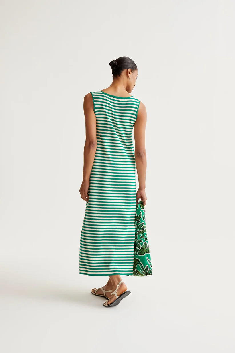 VESTIDO LARGO DE PUNTO RAYAS BLANCO Y VERDE COMPAÑÍA FANTÁSTICA
