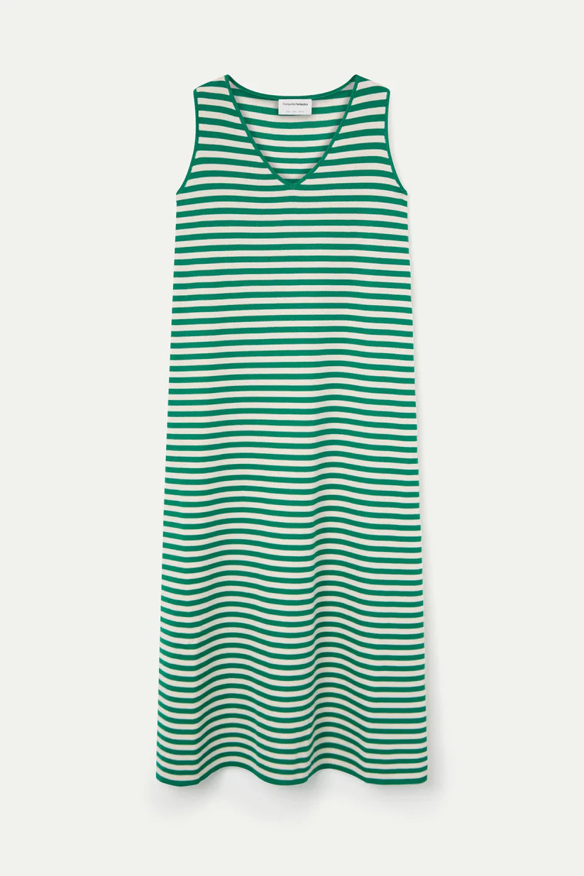 VESTIDO LARGO DE PUNTO RAYAS BLANCO Y VERDE COMPAÑÍA FANTÁSTICA