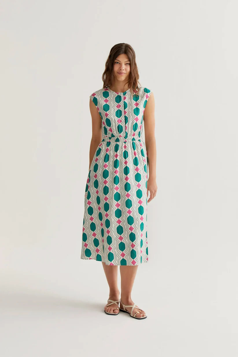 VESTIDO MIDI ESTAMPADO GEOMETRIC COMPAÑÍA FANTÁSTICA
