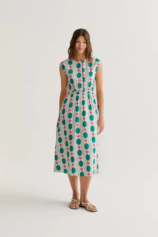 VESTIDO MIDI ESTAMPADO GEOMETRIC COMPAÑÍA FANTÁSTICA