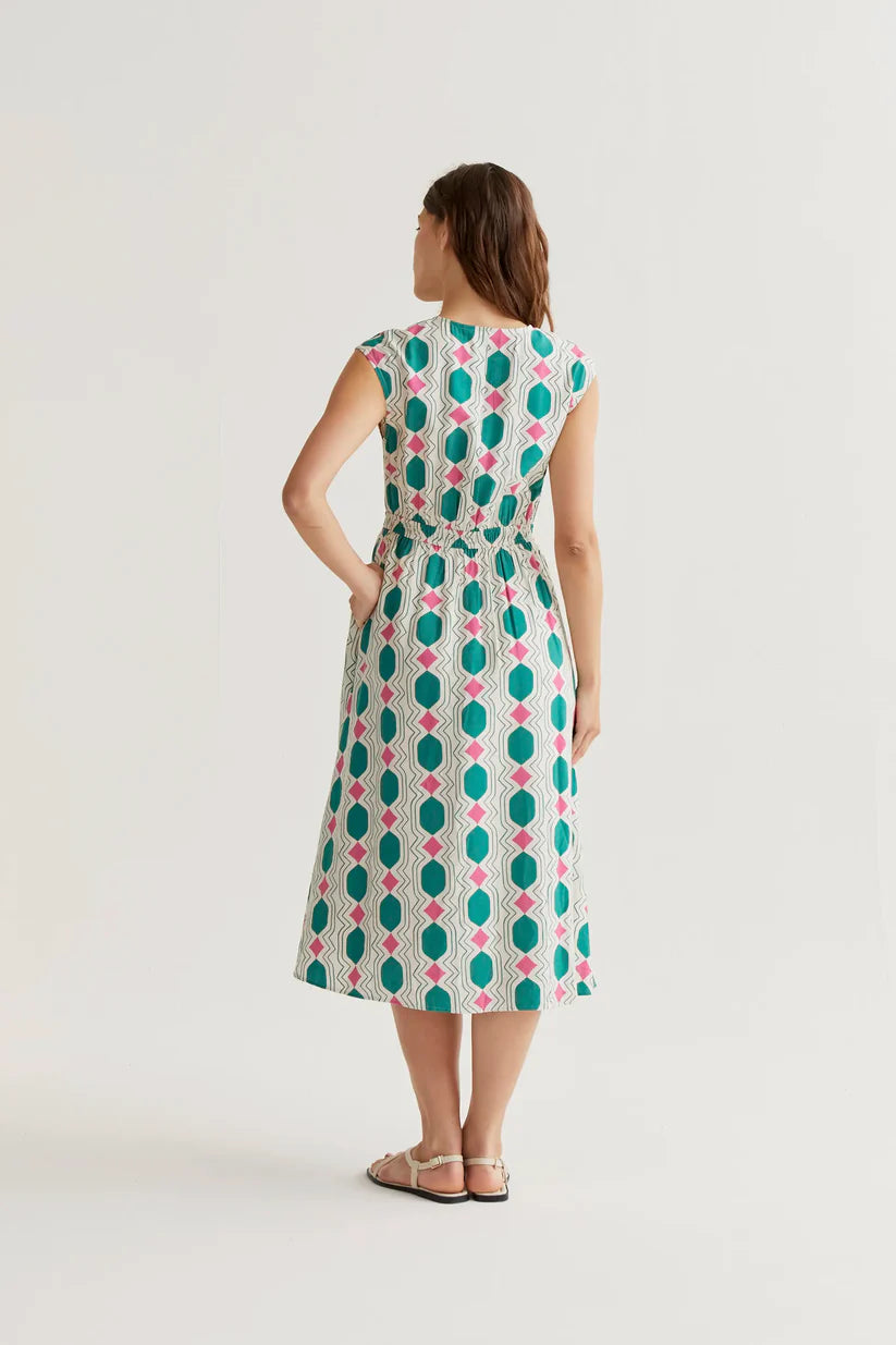 VESTIDO MIDI ESTAMPADO GEOMETRIC COMPAÑÍA FANTÁSTICA