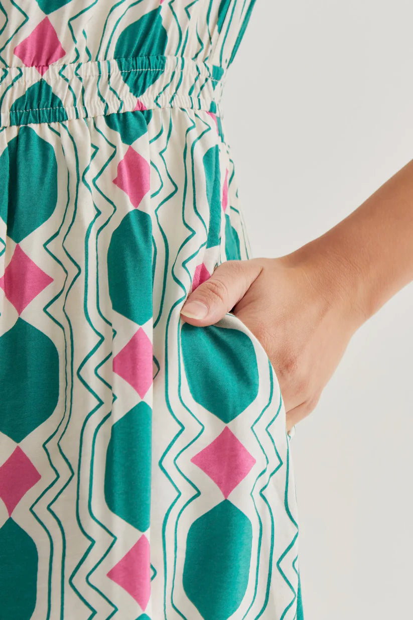 VESTIDO MIDI ESTAMPADO GEOMETRIC COMPAÑÍA FANTÁSTICA