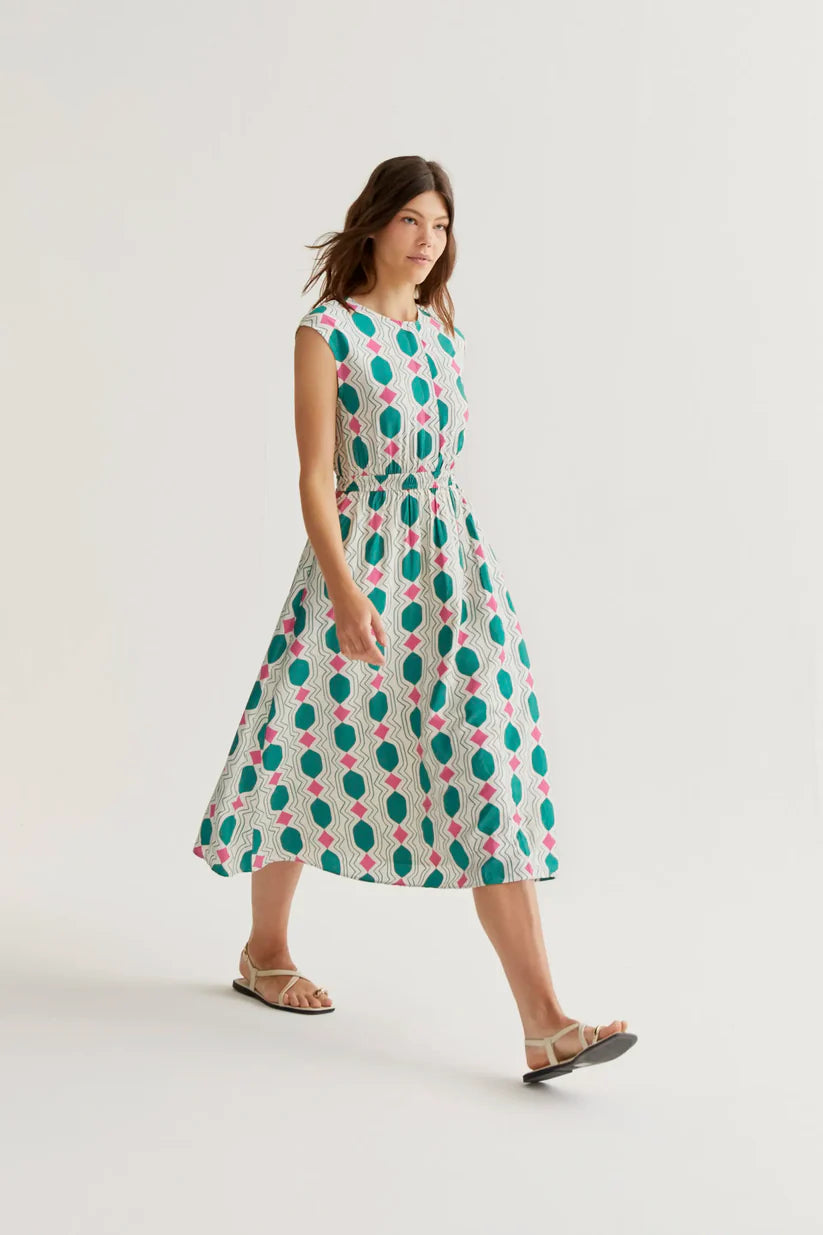 VESTIDO MIDI ESTAMPADO GEOMETRIC COMPAÑÍA FANTÁSTICA