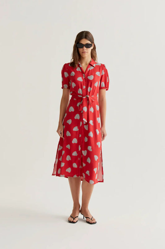 VESTIDO MIDI ESTAMPADO HARMONY RED COMPAÑÍA FANTÁSTICA