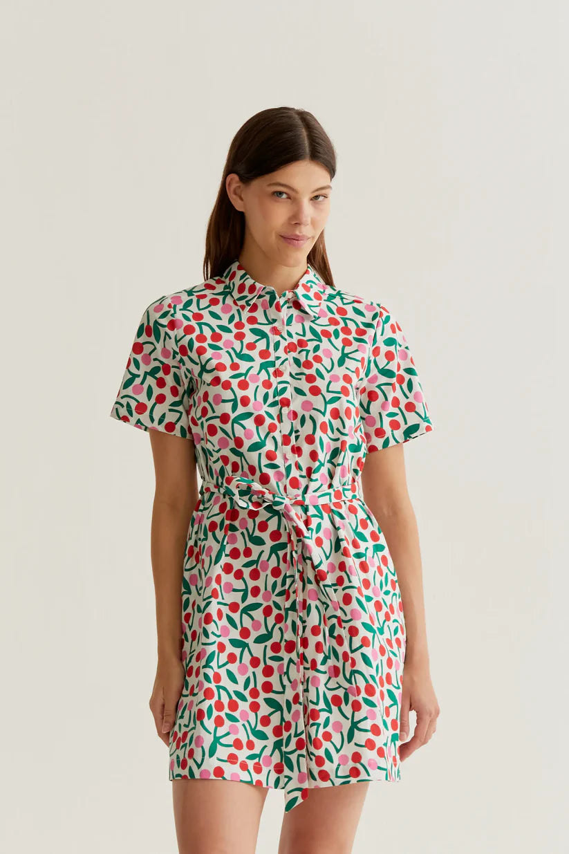 VESTIDO CORTO ESTAMPADO GUINDA COMPAÑÍA FANTÁSTICA