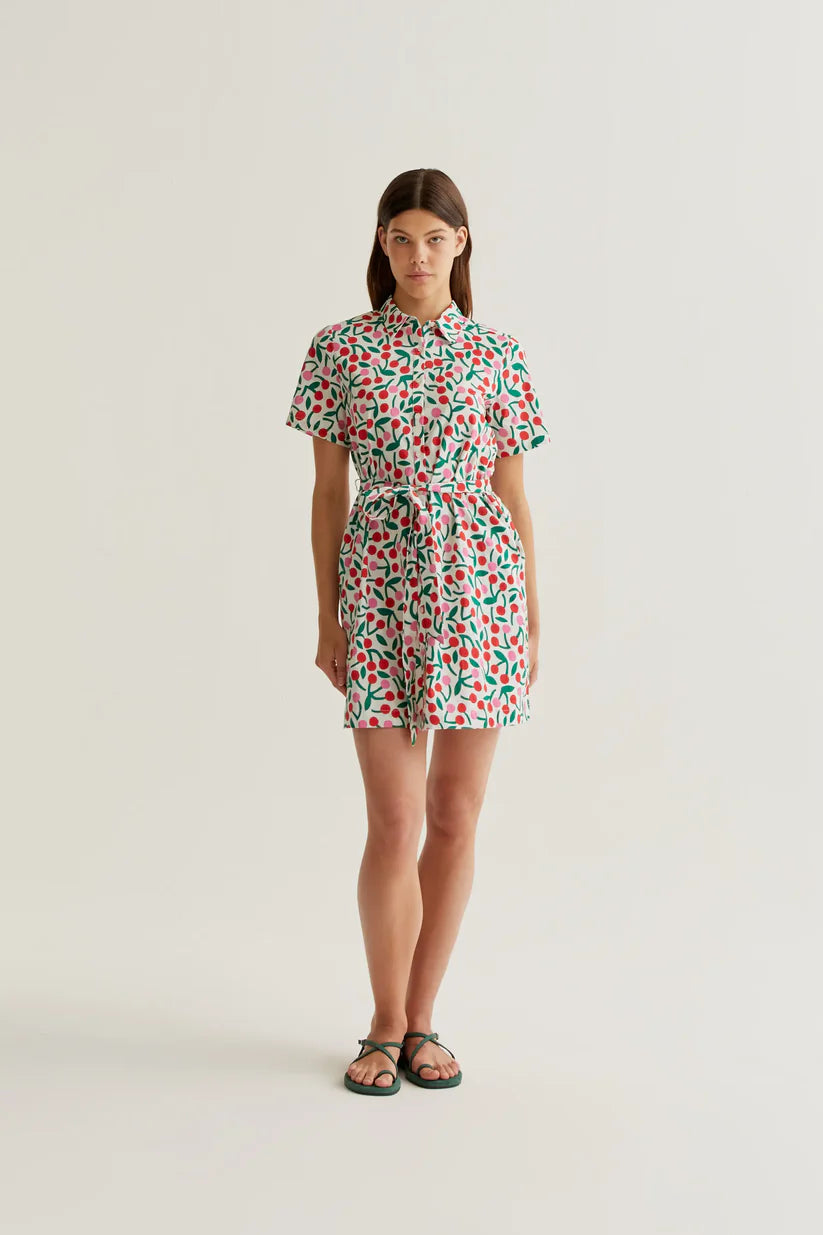 VESTIDO CORTO ESTAMPADO GUINDA COMPAÑÍA FANTÁSTICA