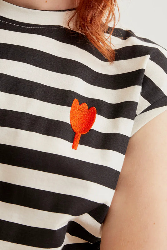 CAMISETA RAYAS BORDADO DE TULIPÁN COMPAÑÍA FANTÁSTICA