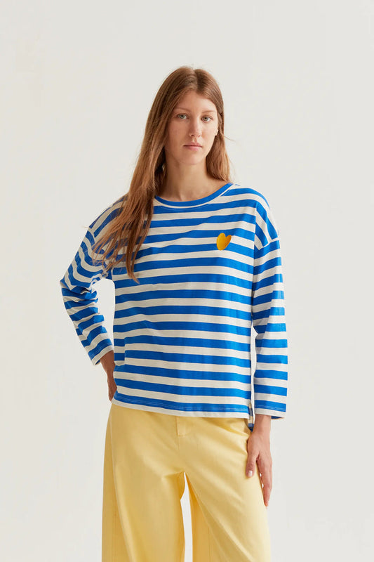 CAMISETA RAYAS BORDADO DE CORAZÓN COMPAÑÍA FANTÁSTICA