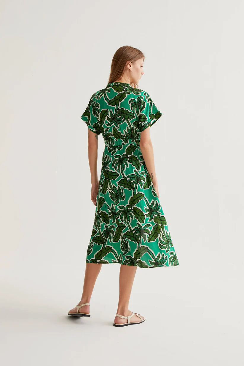 VESTIDO MIDI ESTAMPADO PALM TREE COMPAÑÍA FANTÁSTICA