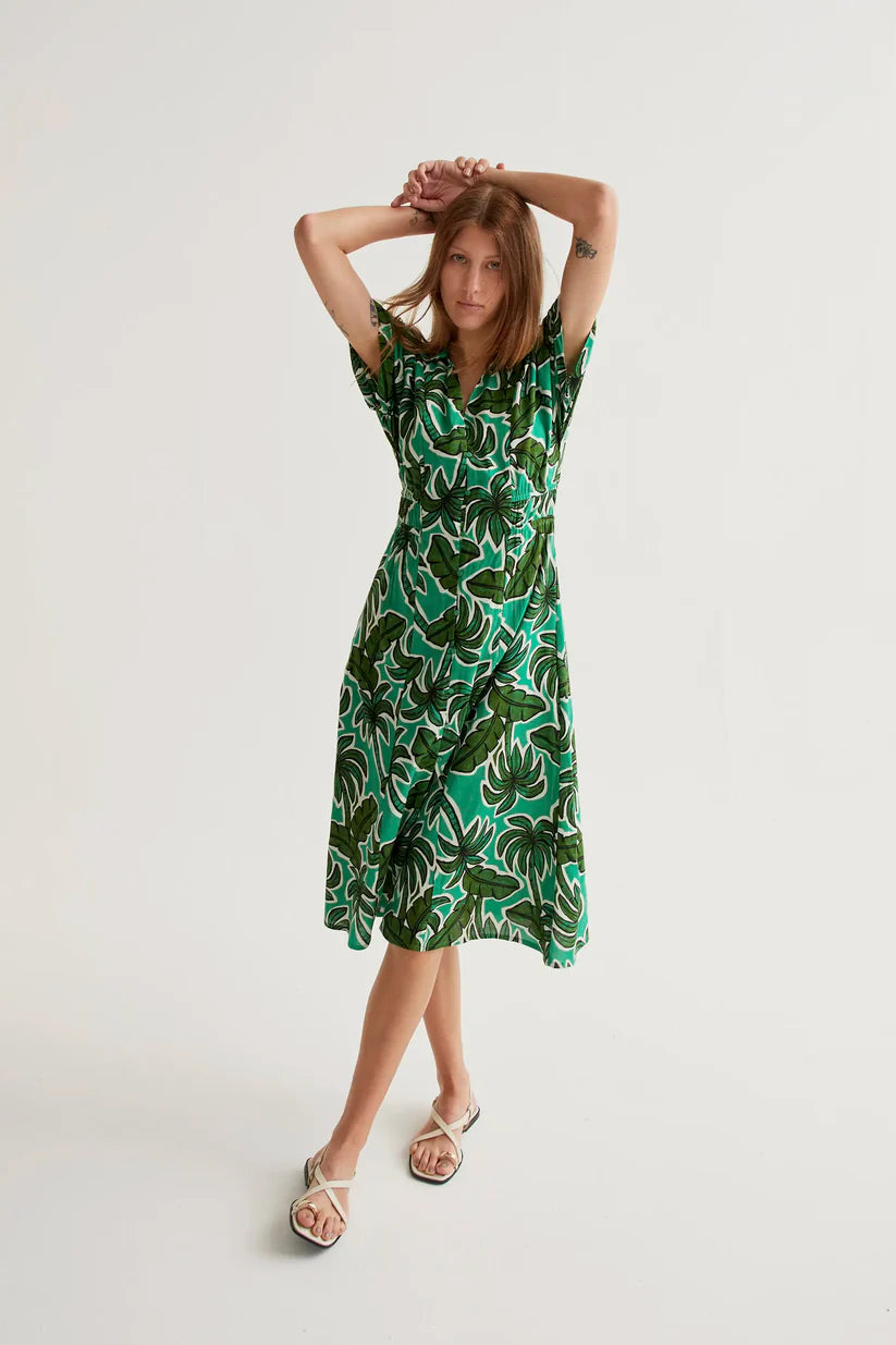 VESTIDO MIDI ESTAMPADO PALM TREE COMPAÑÍA FANTÁSTICA