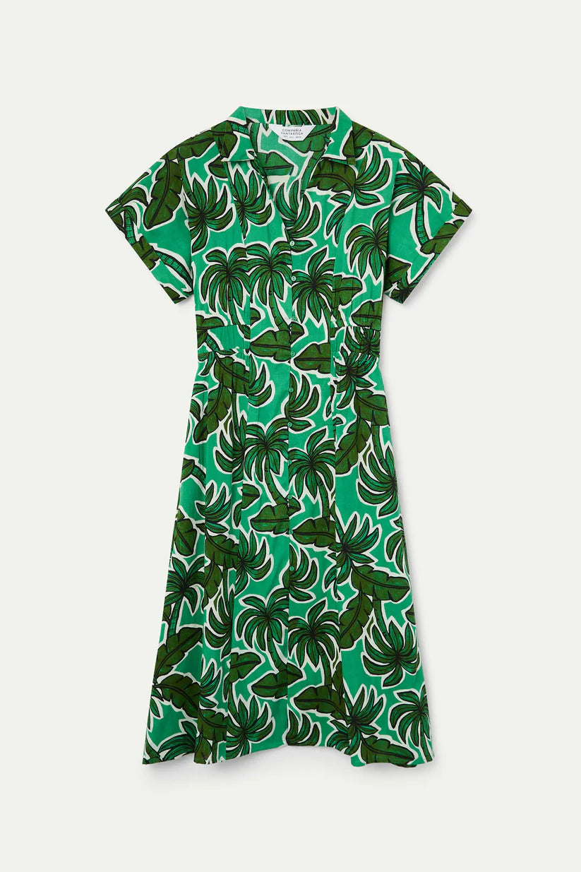 VESTIDO MIDI ESTAMPADO PALM TREE COMPAÑÍA FANTÁSTICA